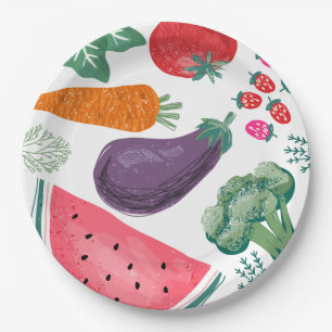 Lokaal geteelde groenten en fruit Papieren Borden Bordje