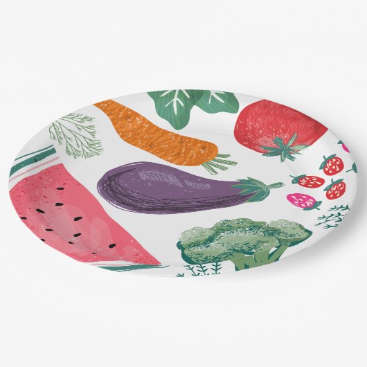 Lokaal geteelde groenten en fruit Papieren Borden Papieren Bordje (Gekanteld)