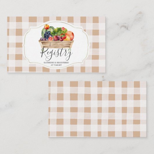 Lokaal geteelde groenten Farmer Market Baby Regist Informatiekaartje (Voorkant / Achterkant)