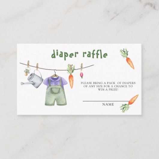 Lokaal geteelde groenten - luierverloting ticket informatiekaartje (Voorkant)