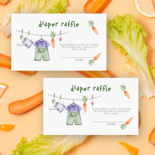 Lokaal geteelde groenten - luierverloting ticket informatiekaartje