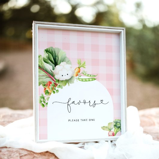 Lokaal geteelde groenten roze baby shower Favors Poster