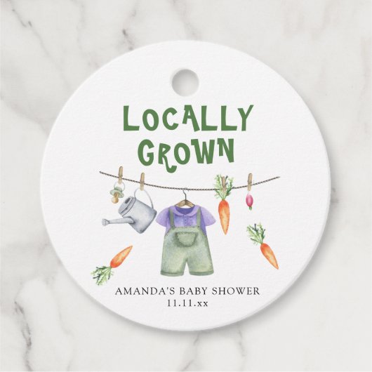 Lokaal geteelde groenten waterverf baby shower bedankjes labels (Voorkant)