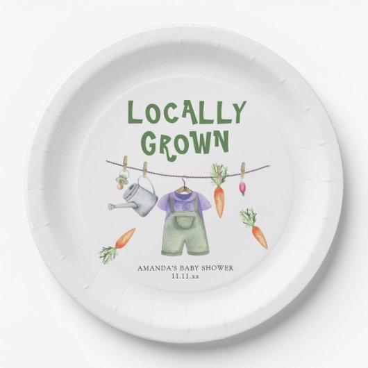 Lokaal geteelde groenten waterverf baby shower papieren bordje (Voorkant)