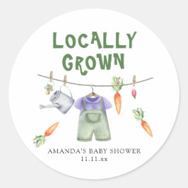 Lokaal geteelde groenten waterverf baby shower ronde sticker