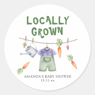 Lokaal geteelde groenten waterverf baby shower ronde sticker