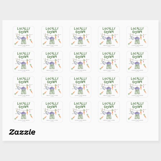 Lokaal geteelde groenten waterverf baby shower vierkante sticker (Vel)