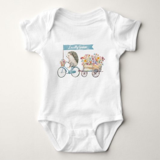 Lokaal geteelde Hedgehog Baby Bodysuit – Blauw (Voorkant)
