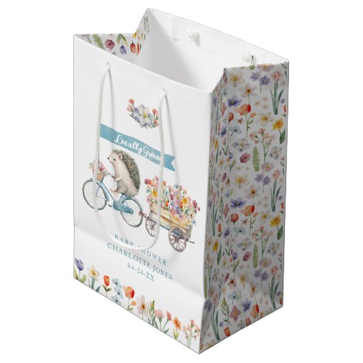 Lokaal geteelde Hedgehog Baby shower Gift Bag Medium Cadeauzakje (Voorkant Gekanteld)