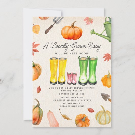 Lokaal geteelde Herfst pompoen patch meisje Baby s Kaart (Voorkant)