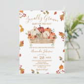 Lokaal geteelde herfstbladeren pompoen Baby shower Kaart (Staand voorkant)