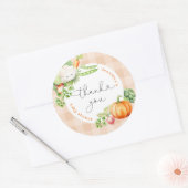 Lokaal geteelde herfstpompoen babyshower bedankt ronde sticker (Envelop)