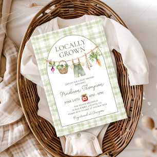 Lokaal Geteelde Jongen Salie Groen Gingham Baby Sh Kaart