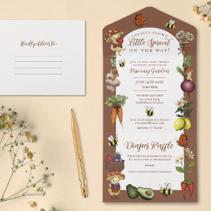 Lokaal Geteelde Kleine Spruit Zomer Baby Shower All In One Uitnodiging