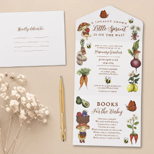 Lokaal Geteelde Kleine Spruit Zomer Baby Shower All In One Uitnodiging