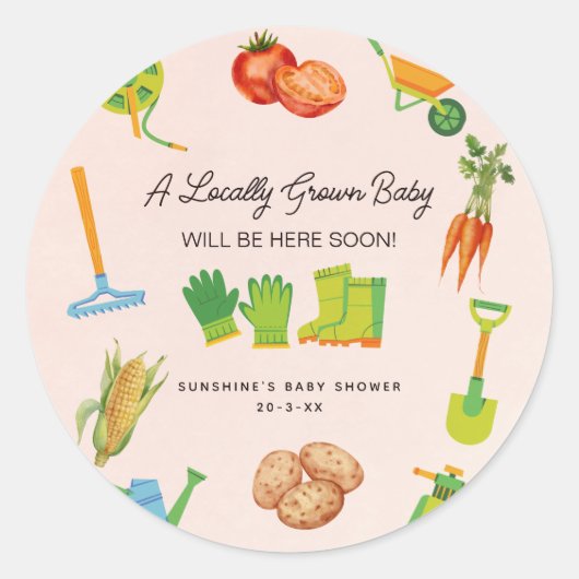 Lokaal geteelde laarzen Plantaardig Baby shower Cl Ronde Sticker (Voorkant)