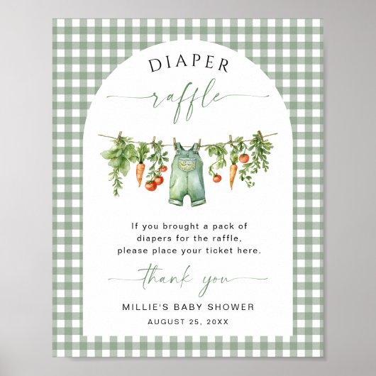 Lokaal geteelde luier Raffle Sign Groenten Salie Poster (Voorkant)