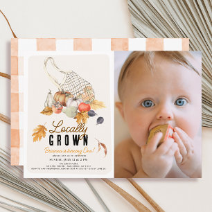 Lokaal geteelde Market Bag Herfst Foto 1e verjaard Kaart