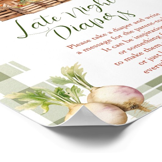 Lokaal geteelde markt Baby shower late night luier Poster (Hoek)