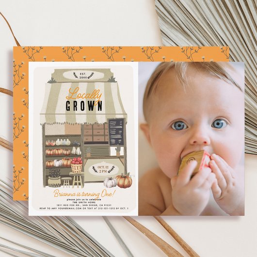 Lokaal geteelde markt Herfst Foto 1e verjaardag Kaart