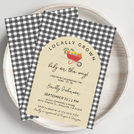 Lokaal Geteelde Moderne Grijze Gingham Baby Shower Kaart