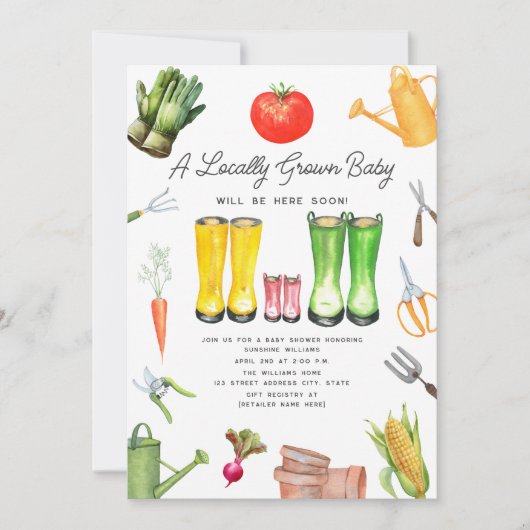 Lokaal geteelde moestuin meisje Baby shower Kaart (Voorkant)