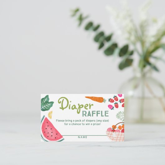 Lokaal geteelde organische Baby shower luier Raffl Informatiekaartje (Staand voorkant)
