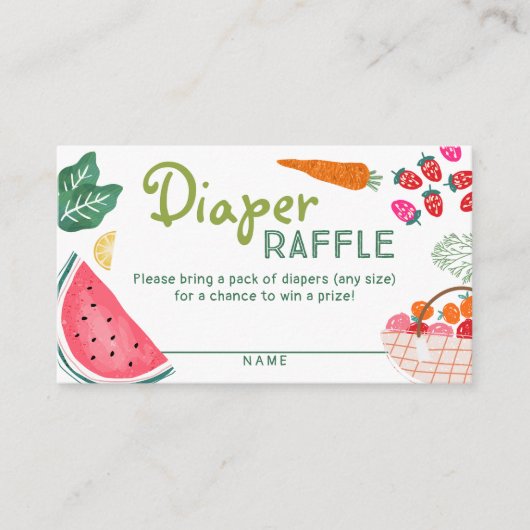 Lokaal geteelde organische Baby shower luier Raffl Informatiekaartje (Voorkant)