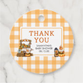 Lokaal geteelde pompoen Baby shower rond Bedankjes Labels (Voorkant)