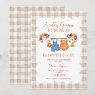 Lokaal Geteelde Pompoen Herfst Baby Shower Uitnodi Kaart