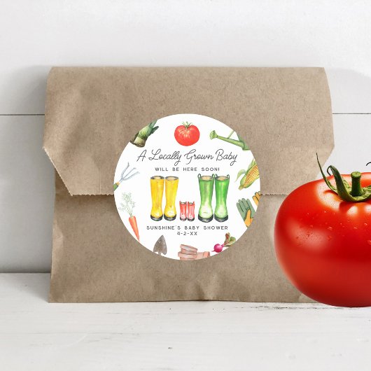 Lokaal geteelde rode laarzen plantaardig Baby show Ronde Sticker