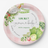 Lokaal geteelde roze baby Boeren markt baby shower Papieren Bordje (Voorkant)