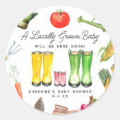 Lokaal geteelde roze laarzen plantaardig Baby show Ronde Sticker (Voorkant)