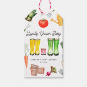 Lokaal geteelde roze laarzen tuin Baby shower Cadeaulabel (Voorkant)