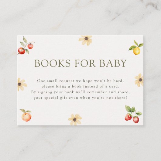 Lokaal geteelde rustieke Baby shower boeken voor B Informatiekaartje (Voorkant)
