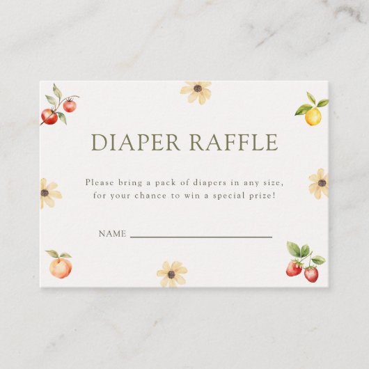 Lokaal geteelde rustieke Baby shower luier Raffle Informatiekaartje (Voorkant)