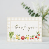 Lokaal geteelde rustieke boeren markt Baby shower Bedankkaart (Staand voorkant)
