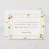 Lokaal geteelde rustieke boeren markt Baby shower Bedankkaart (Achterkant)