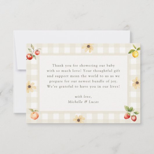 Lokaal geteelde rustieke boeren markt Baby shower Bedankkaart (Achterkant)