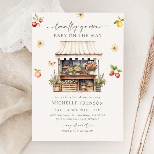 Lokaal geteelde rustieke boeren markt Baby shower Kaart