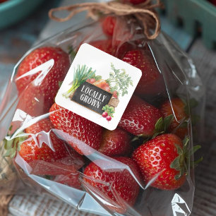 Lokaal Geteelde Rustieke Boerenmarkt Vierkante Sticker