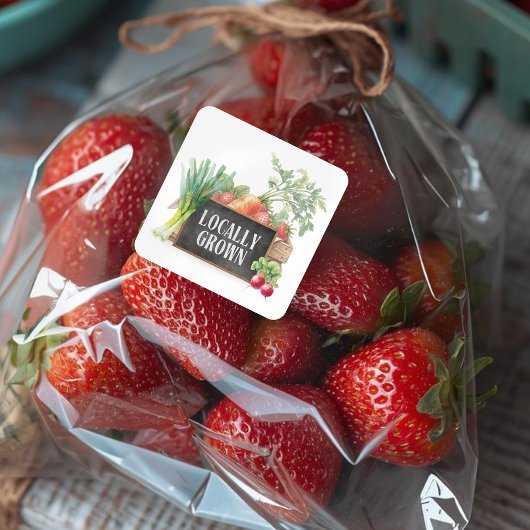 Lokaal Geteelde Rustieke Boerenmarkt Vierkante Sticker