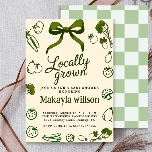 Lokaal Geteelde Rustieke Handgetekende Baby Shower Kaart
