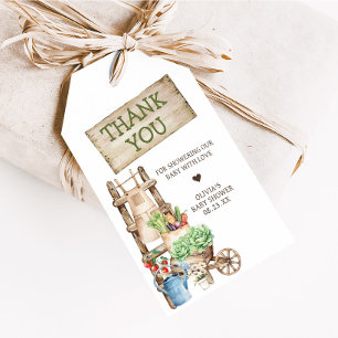 Lokaal geteelde rustieke markt Baby shower gunst T Cadeaulabel