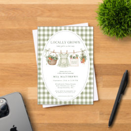 Lokaal Geteelde Salie Gingham Baby Shower Uitnodig Acryl Uitnodigingen