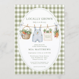 Lokaal Geteelde Salie Gingham Baby Shower Uitnodig Kaart