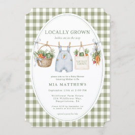 Lokaal Geteelde Salie Gingham Tweeling Baby Shower Kaart