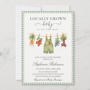Lokaal Geteelde Salie Groene Gingham Baby Shower Kaart