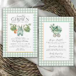 Lokaal Geteelde Salie Groene Gingham Baby Shower Kaart