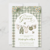 Lokaal Geteelde Saliegroene Gingham Baby Shower Kaart (Voorkant)